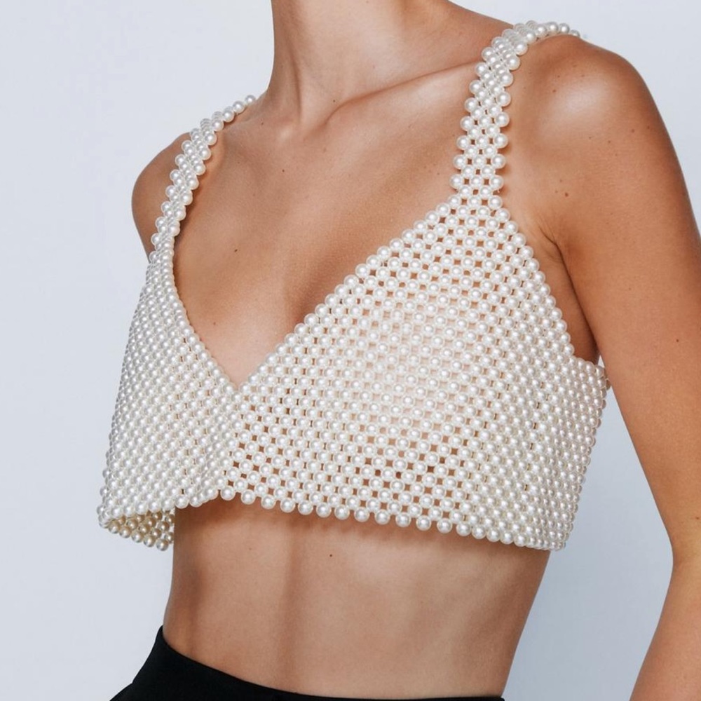 Pearl V Neck Crop Top